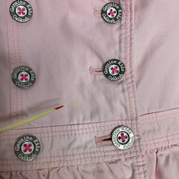 Genuine Kids Oshkosh Baby Girl Jacket Size 18 Months Logo Pockets Buttons Pink - Picture 9 of 11